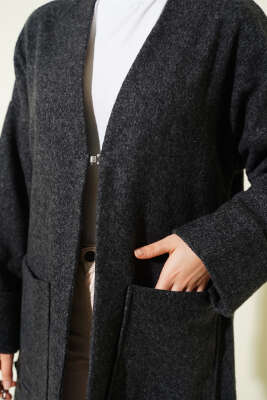 Uzun Cepli Kaşe Kap Antrasit - Dış Giyim&Mont