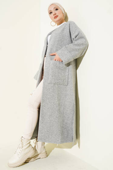 Uzun Cepli Kaşe Kap Gri - Dış Giyim&Mont