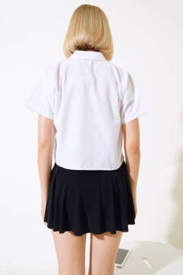 Uzun Cepli Kısa Gömlek Beyaz - Kadın Giyim Modelleri