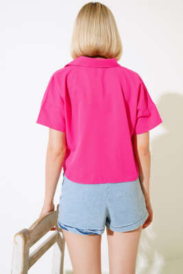 Uzun Cepli Kısa Gömlek Fuşya - Kadın Giyim Modelleri