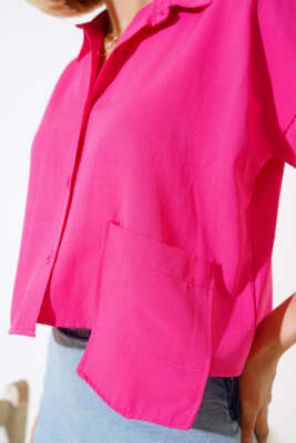 Uzun Cepli Kısa Gömlek Fuşya - Kadın Giyim Modelleri