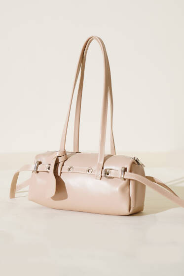 Uzun Dikdörtgen Çanta Bej - Kol Çantası