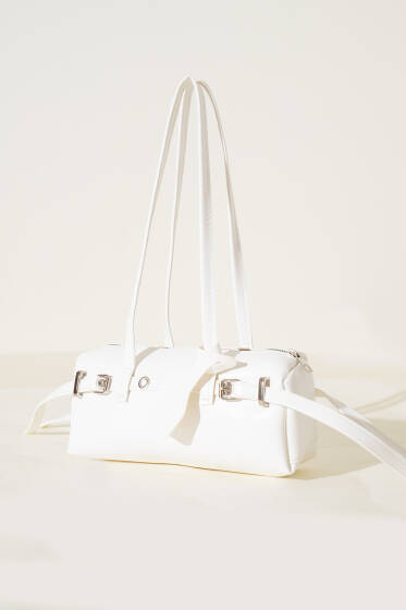 Uzun Dikdörtgen Çanta Beyaz - Kol Çantası