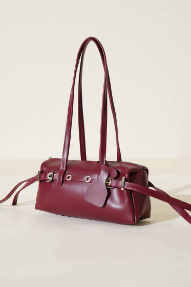 Uzun Dikdörtgen Çanta Bordo - Kol Çantası