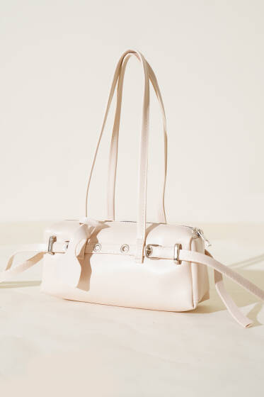 Uzun Dikdörtgen Çanta Krem - Kol Çantası