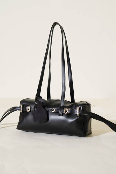 Uzun Dikdörtgen Çanta Siyah - Kol Çantası