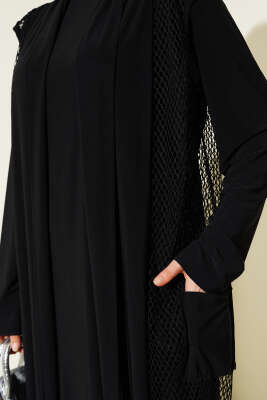 Uzun Fileli Sandy Abaya - Elbise