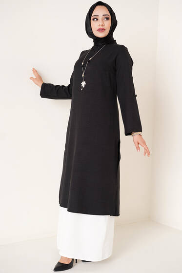 Uzun İçlik Tunik Takım Siyah - İkili Takım