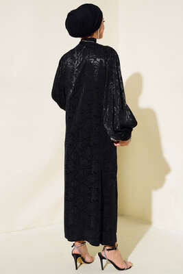 Uzun Jakar Kimono Siyah - Thumbnail