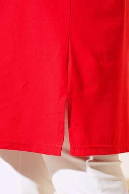 Uzun Kol Basic Tunik Kırmızı - Thumbnail