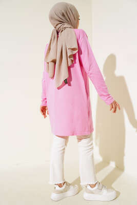 Uzun Kol Basic Tunik Pembe - Tunik