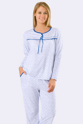 Uzun Kol Dantelli Pijama Takımı Fuşya - Thumbnail