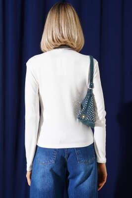 Uzun Kol Dik Yaka Basic Body Ekru - Kadın Giyim Modelleri