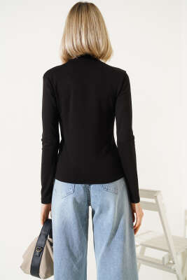 Uzun Kol Dik Yaka Basic Body Siyah - Kadın Giyim Modelleri