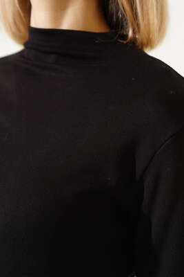 Uzun Kol Dik Yaka Basic Body Siyah - Kadın Giyim Modelleri