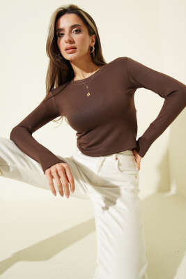 Uzun Kol Loyşa Crop Kahve - DİVON