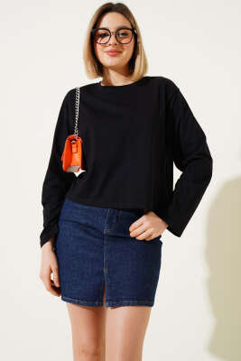 Uzun Kol Pamuklu Body Siyah - Kadın Giyim Modelleri