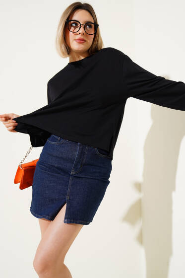 Uzun Kol Pamuklu Body Siyah - Yeni Giyim