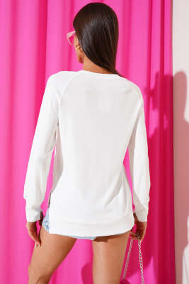 Uzun Kol Yırtmaçlı Viskon Body Ekru - Kadın Giyim Modelleri