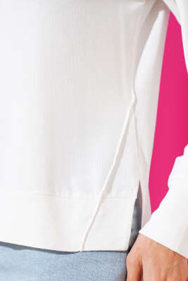 Uzun Kol Yırtmaçlı Viskon Body Ekru - Kadın Giyim Modelleri