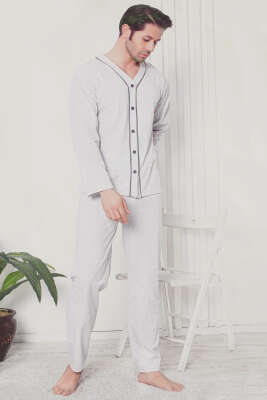 Uzun Kollu Erkek Pijama Takımı Taş - Kadın Pijama Takımı
