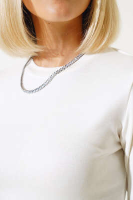 	 Uzun Kollu Likralı Bluz Ekru - Kadın Giyim Modelleri