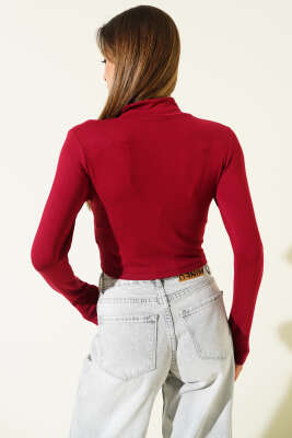 Uzun Kollu Yarım Fermuarlı Bluz Lime - Kadın Giyim Modelleri