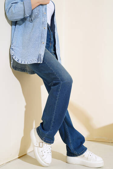 Uzun Kot Pantolon Koyu Mavi - Kumaş Pantolon