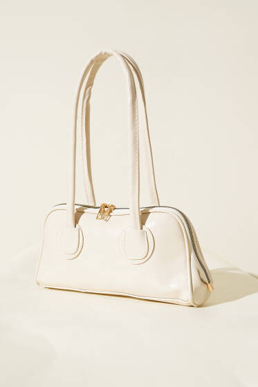 Uzun Kulplu Baget Çanta Krem - Kol Çantası