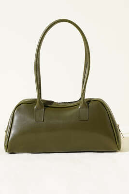 Uzun Kulplu Fermuarlı Baget Çanta Haki - Günün Kombini