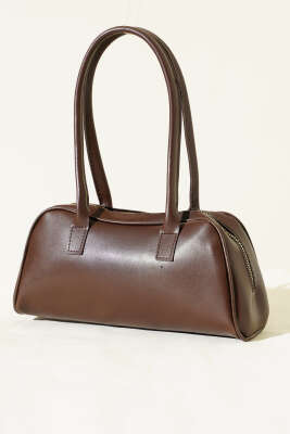 Uzun Kulplu Fermuarlı Baget Çanta Kahve - GÜZEL ÇANTA