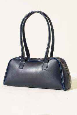 Uzun Kulplu Fermuarlı Baget Çanta Lacivert - GÜZEL ÇANTA