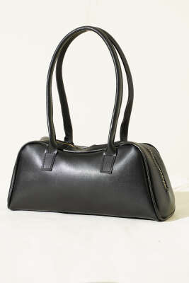 Uzun Kulplu Fermuarlı Baget Çanta Siyah - GÜZEL ÇANTA