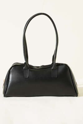 Uzun Kulplu Fermuarlı Baget Çanta Siyah - Günün Kombini