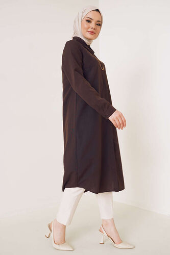 Uzun Model Klasik Yaka Kahve Tunik - 300-500 TL Ürünler
