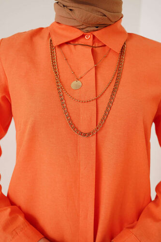Uzun Model Klasik Yaka Oranj Tunik - 300-500 TL Ürünler