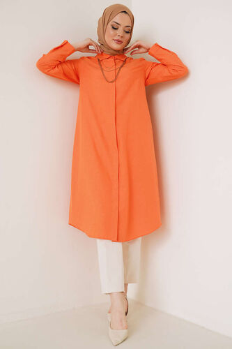 Uzun Model Klasik Yaka Oranj Tunik - Thumbnail