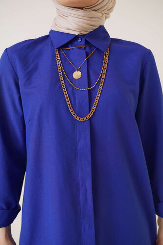 Uzun Model Klasik Yaka Saks Tunik - Yılın Fırsatı