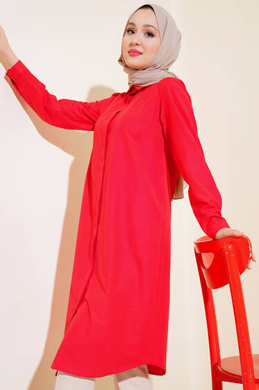Uzun Model Klasik Yaka Tunik Kırmızı - 300-500 TL Ürünler