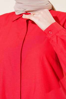 Uzun Model Klasik Yaka Tunik Kırmızı - Thumbnail