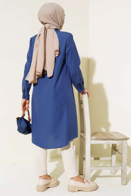 Uzun Model Klasik Yaka Tunik Lacivert - 300-500 TL Ürünler