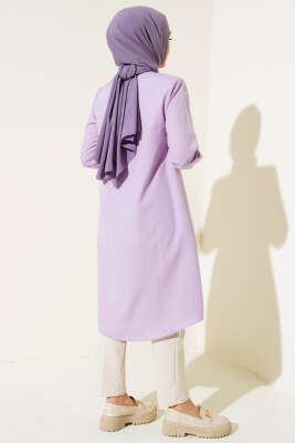 Uzun Model Klasik Yaka Tunik Lila - Yılın Fırsatı