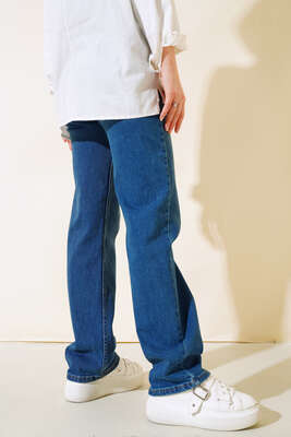 Uzun Salaş Kot Pantolon Orta Mavi - Thumbnail