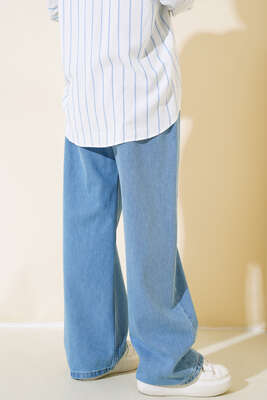 Uzun Salaş Pantolon Açık Mavi - Thumbnail