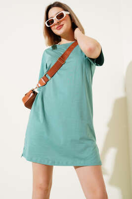 Uzun T-Shirt Çağla Yeşili - Kadın Giyim Modelleri