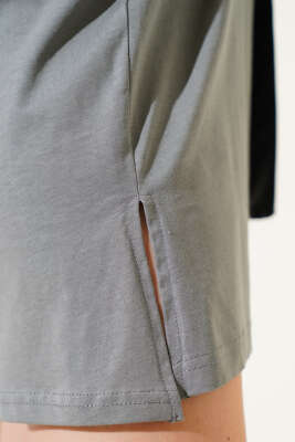 Uzun T-Shirt Füme - Kadın Giyim Modelleri