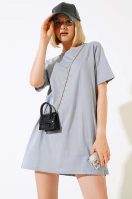 Uzun T-Shirt Kayrak Grisi - Kadın Giyim Modelleri