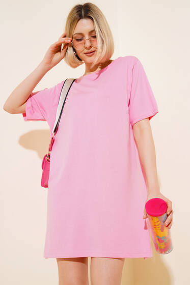 Uzun T-Shirt Pembe - Kadın Giyim Modelleri