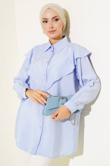 V Alerli Gömlek Bebe Mavi - Gömlek