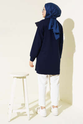 V Dantelli Tunik Lacivert - Tunik
